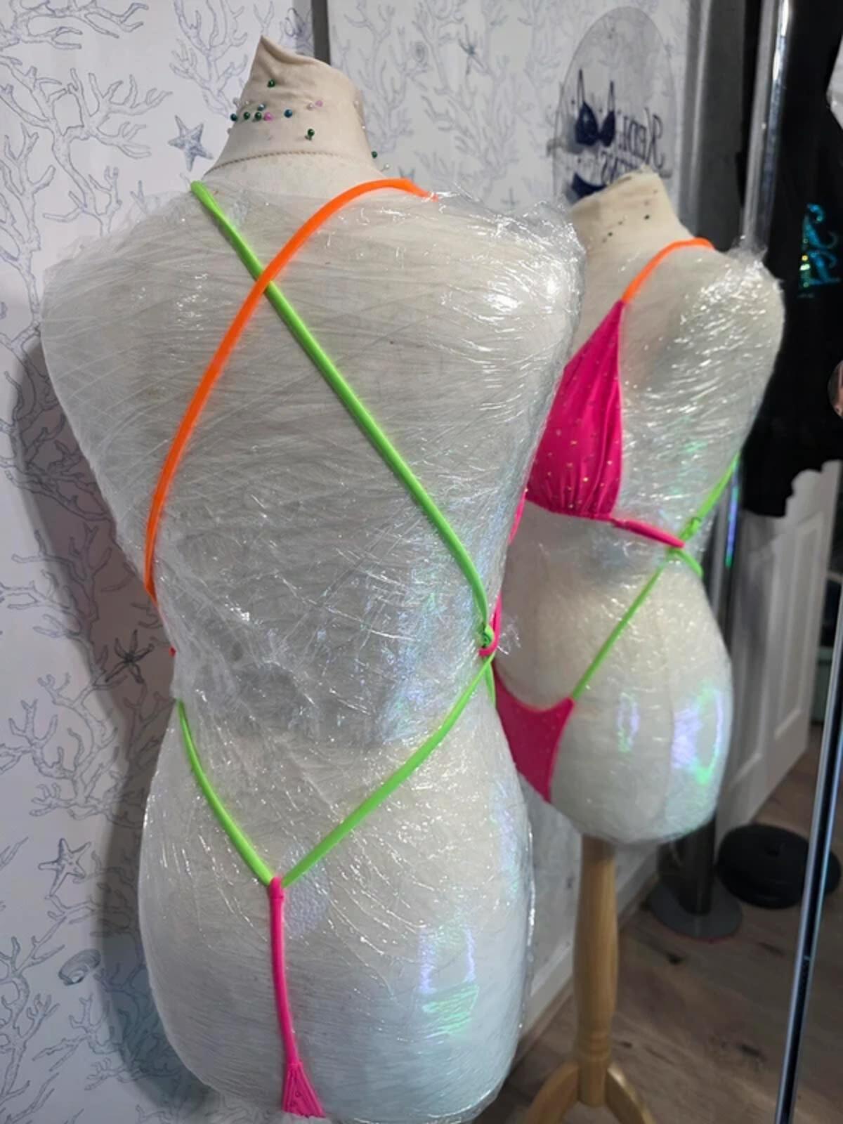 Pink Rhinestoned one piece