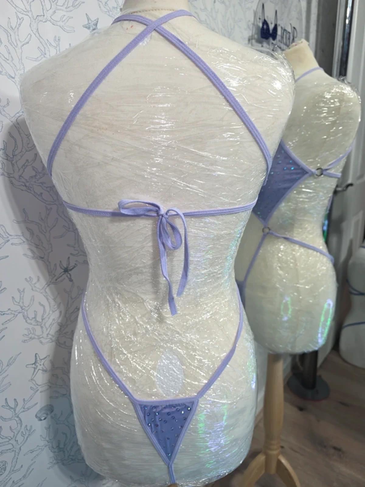Lilac rhinestoned bodysuit