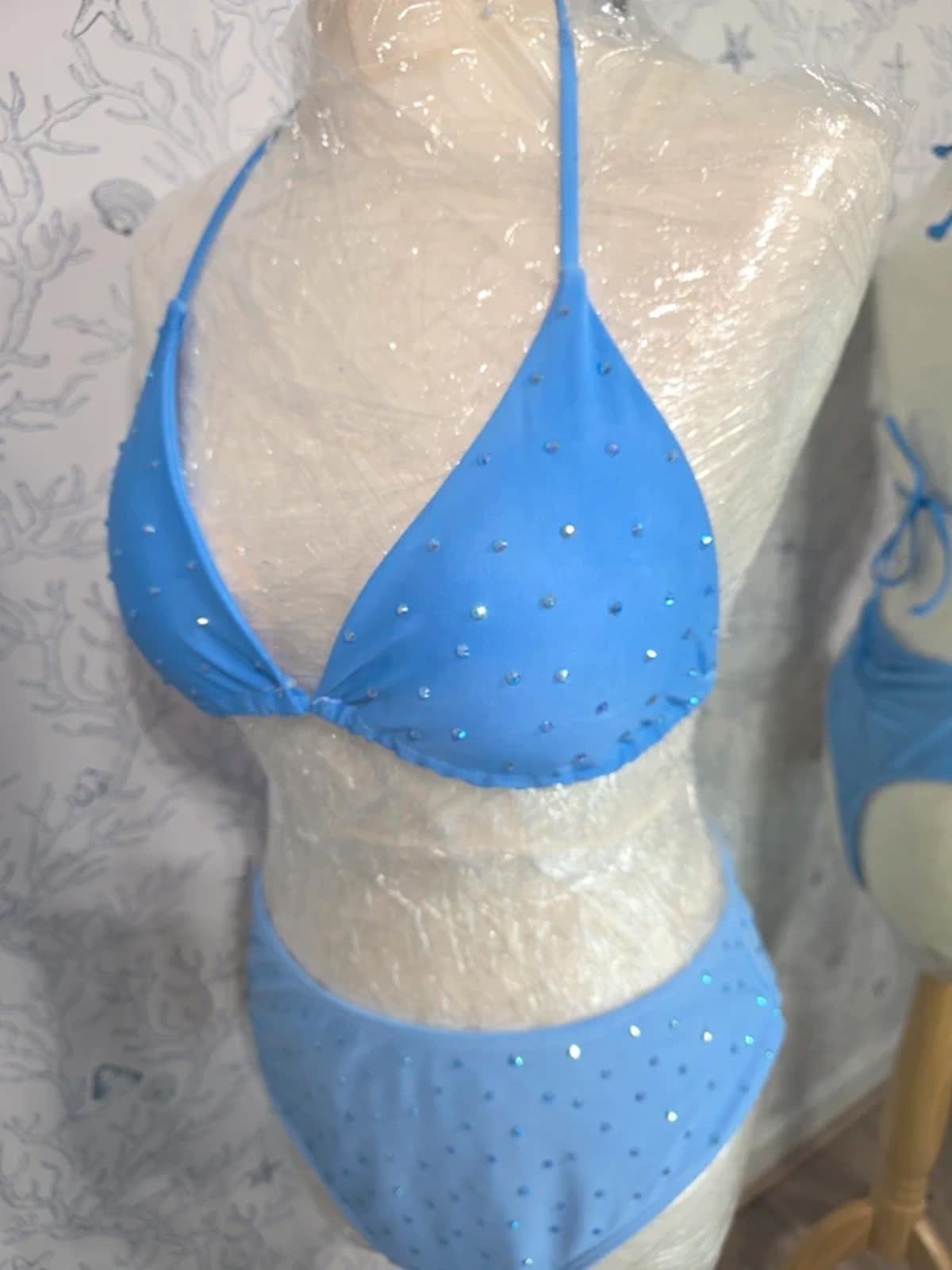 Blue Rhinestoned Bikini 16-18