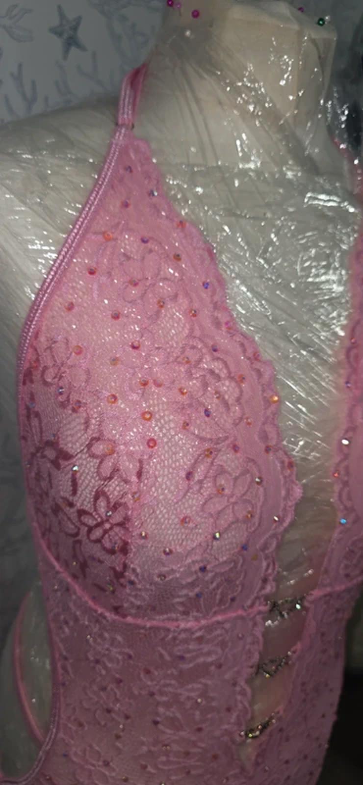 Pink Rhinestoned bodysuit 12-16