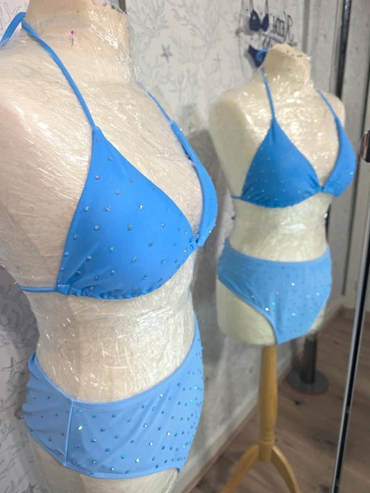 Blue Rhinestoned Bikini 16-18