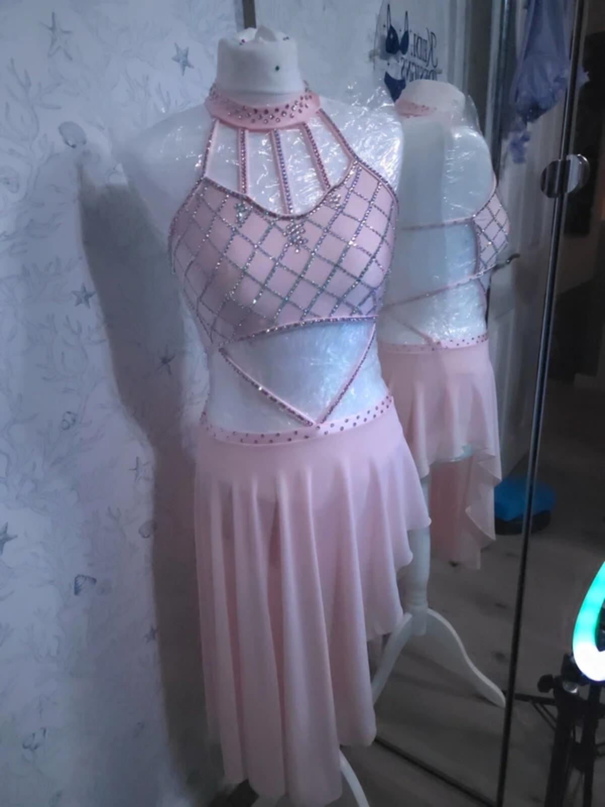 Pink Rhinestoned leotard skirt 8-10