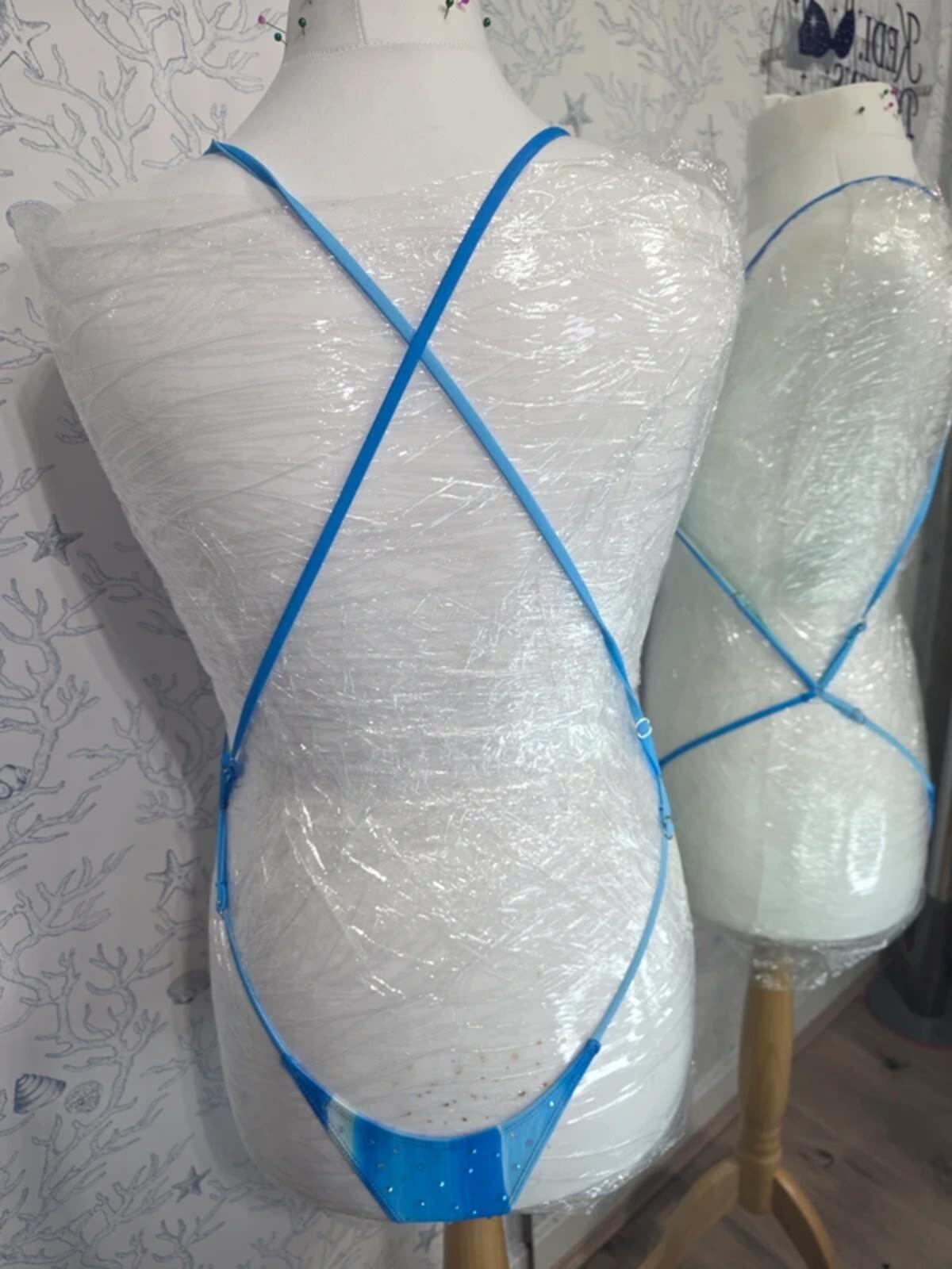 Blue Rhinestoned one piece 14-16