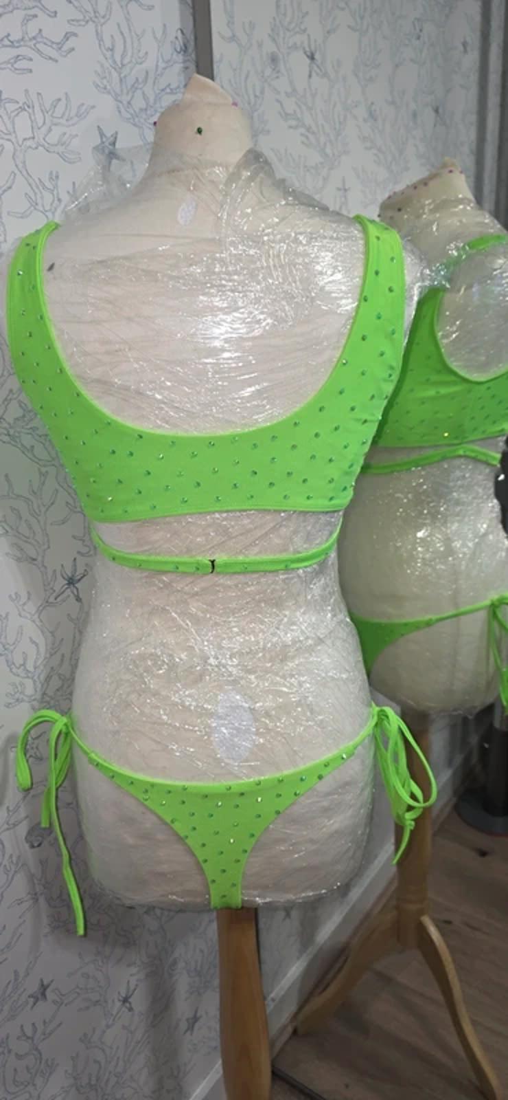 Green rhinestone Bikini 12-14