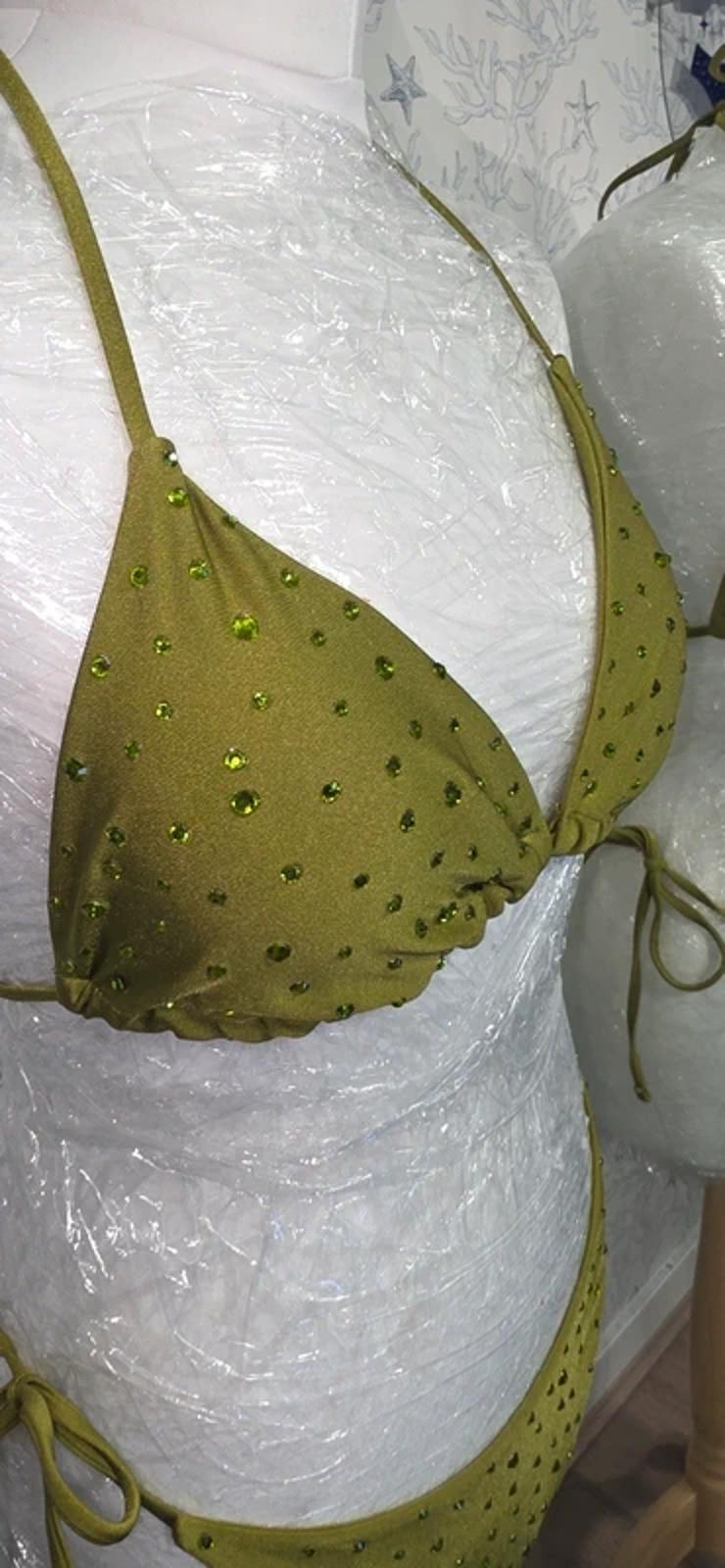 Green rhinestone Bikini size 12-14