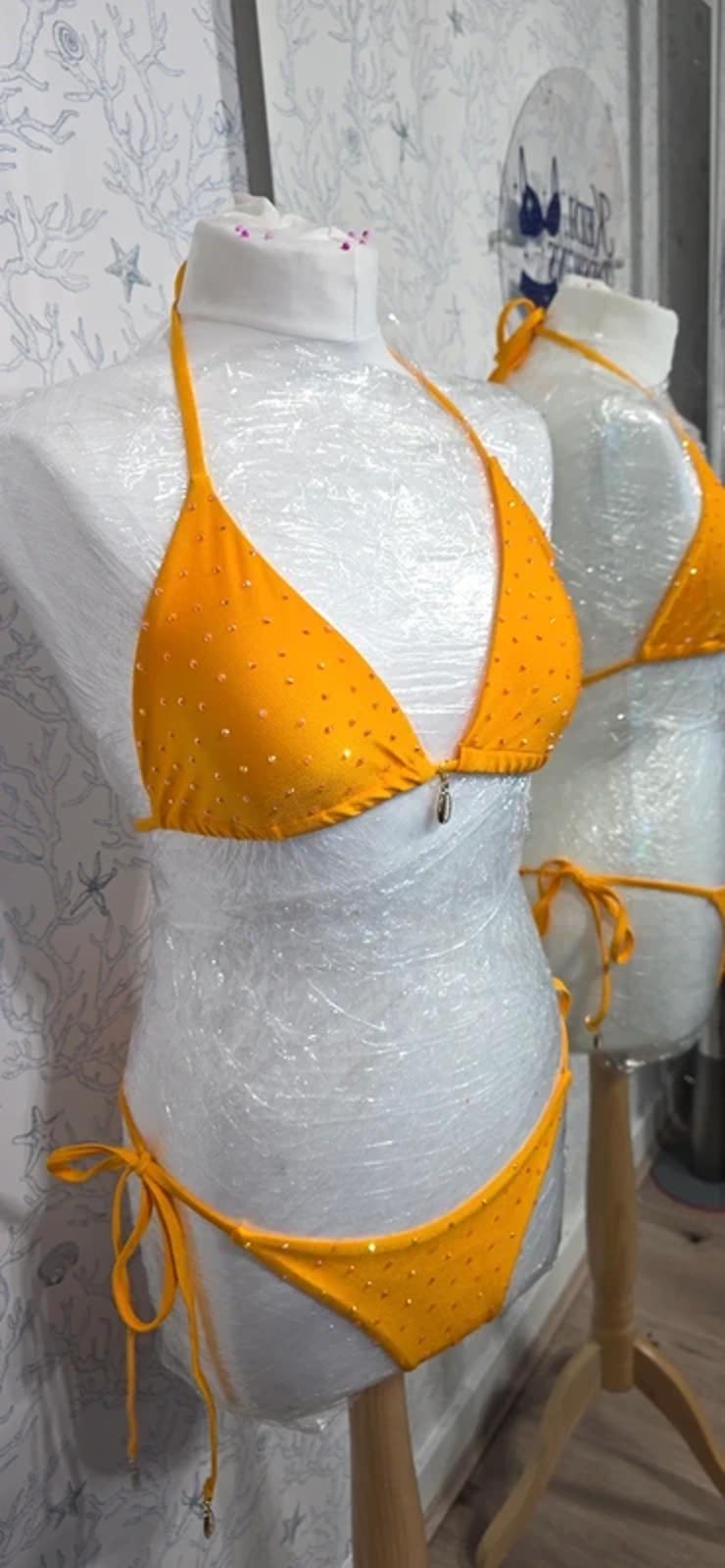 Orange Rhinestoned Bikini size 10-12