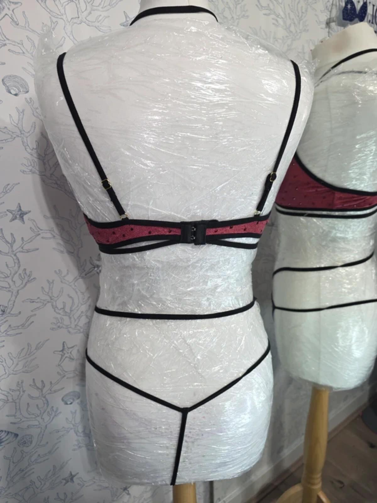 Burgandy rhinestoned velvet set 10-12