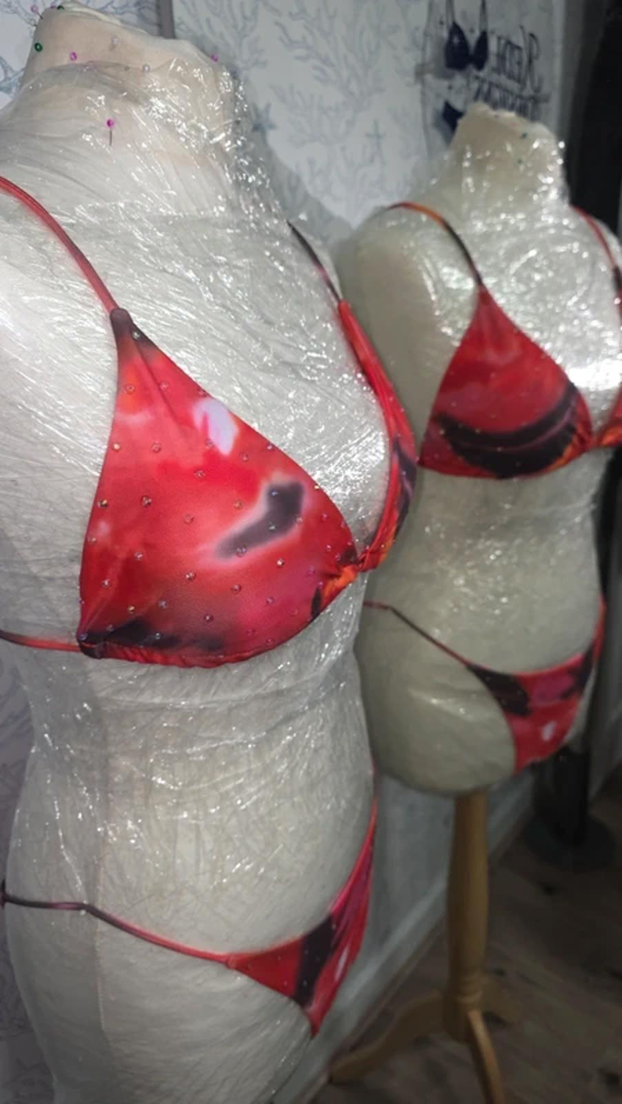 Red ombre rhinestoned bikini size 10-12