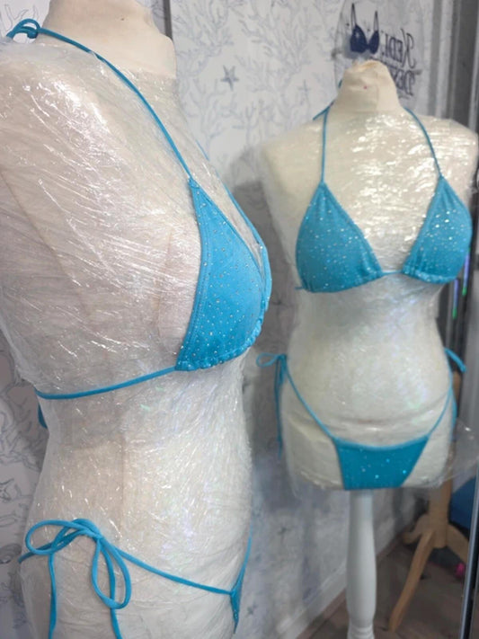 Blue Rhinestoned Bikini