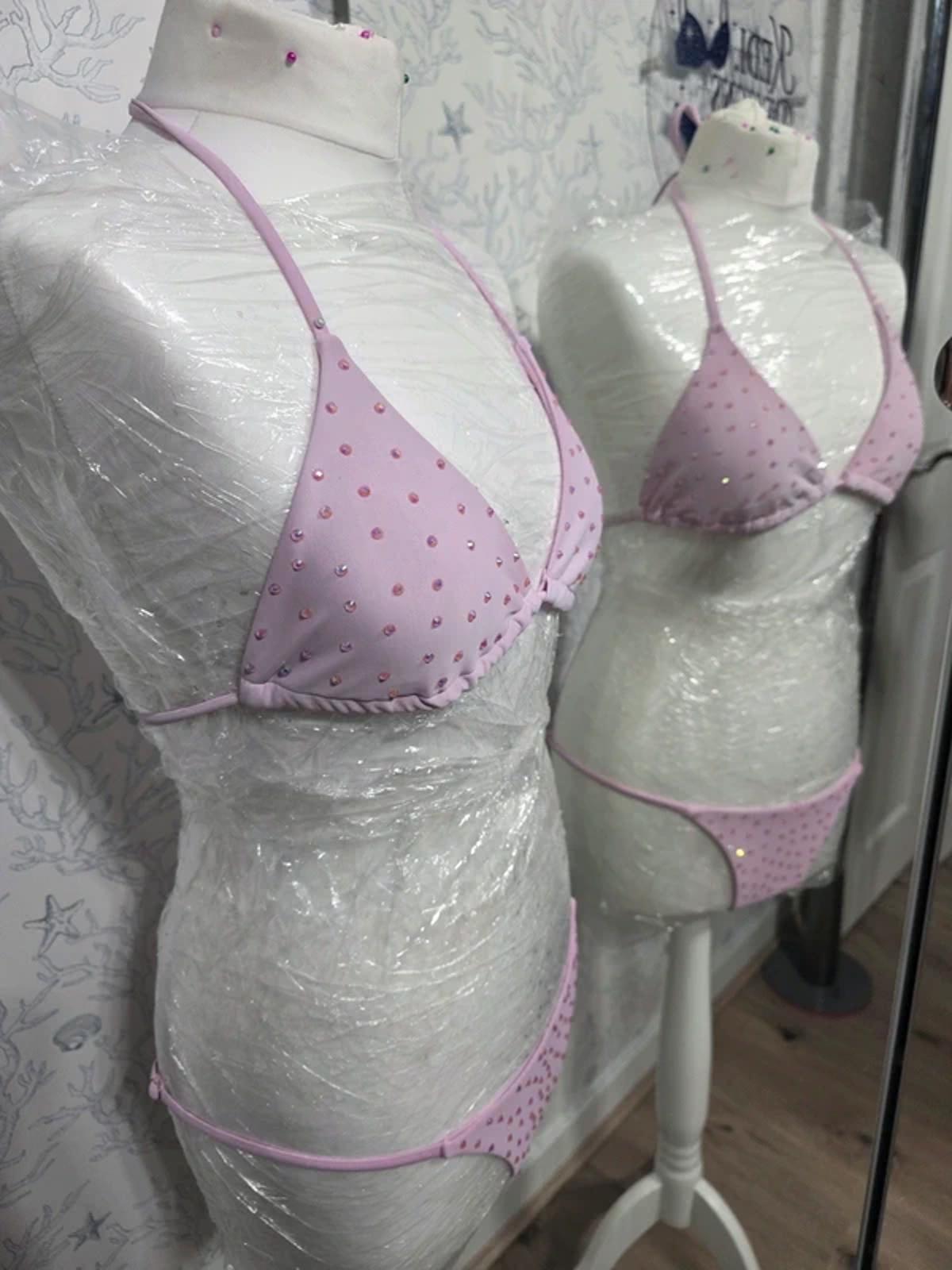 Pink Rhinestoned Bikini 8-10