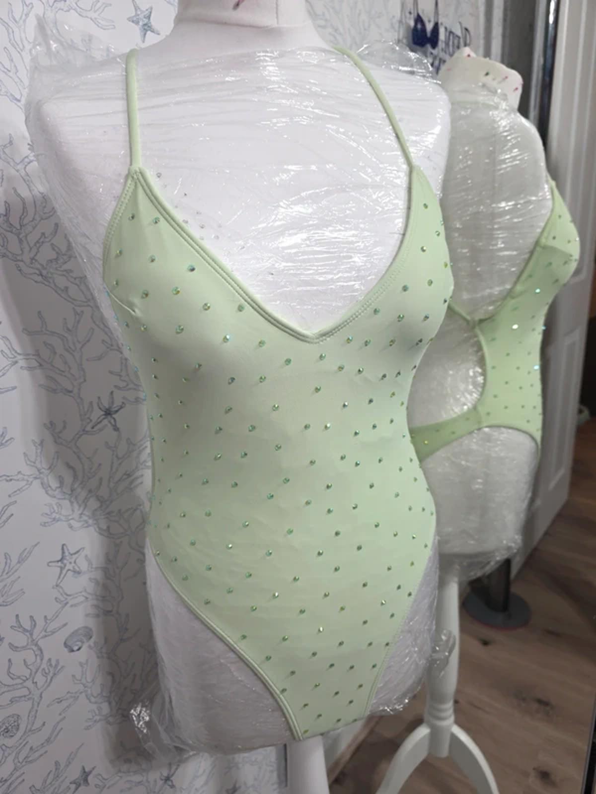Light green rhinestoned bodysuit 8-10