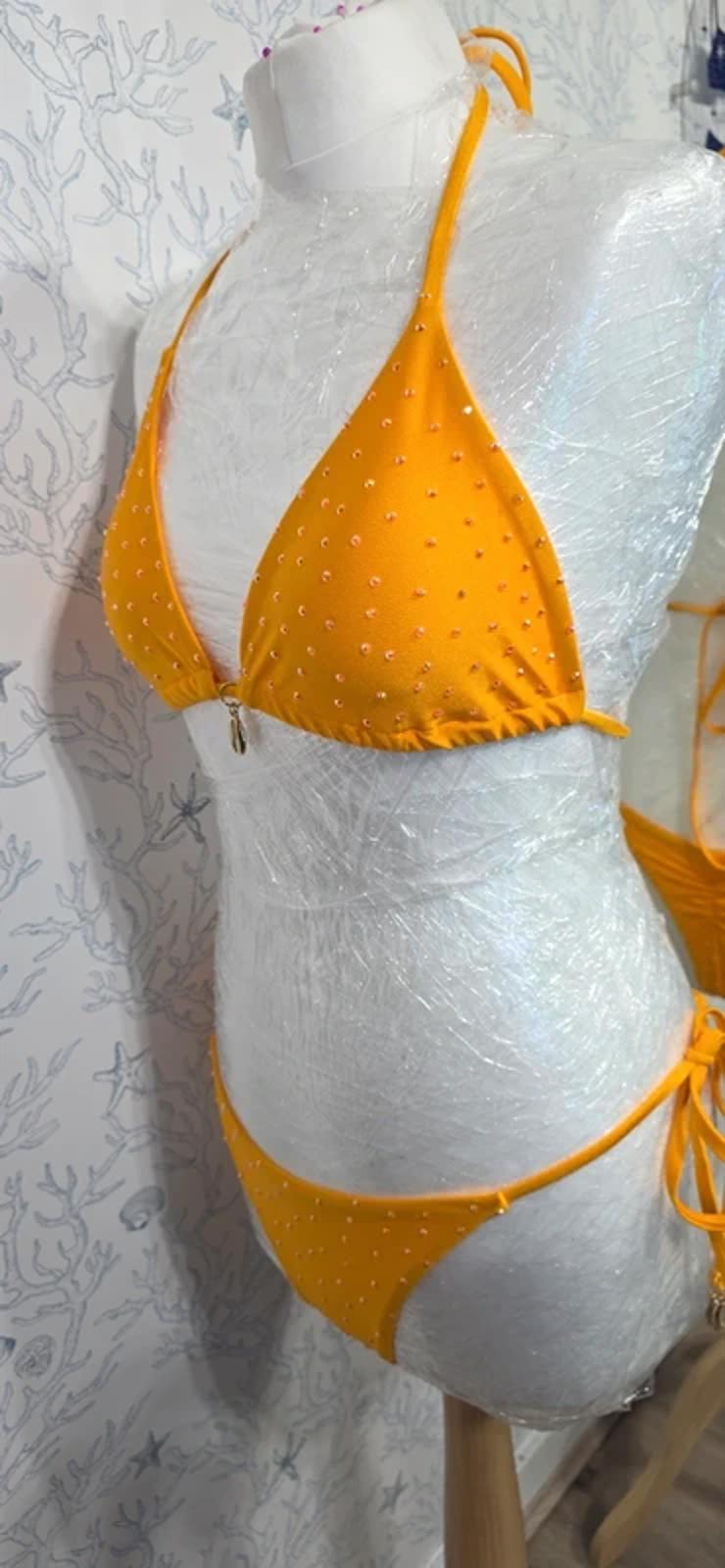 Orange Rhinestoned Bikini size 10-12