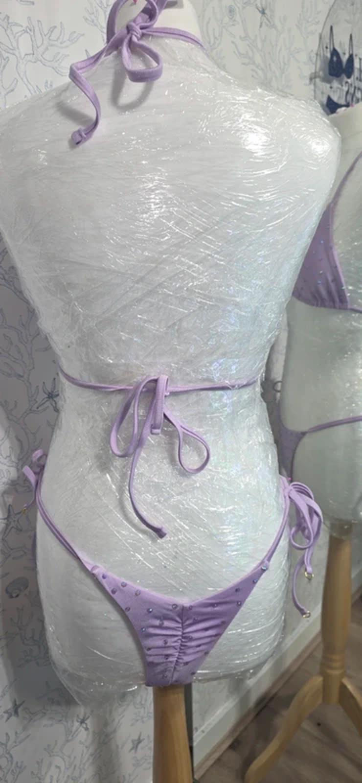 Lilac rhinestoned bikini size 6-8