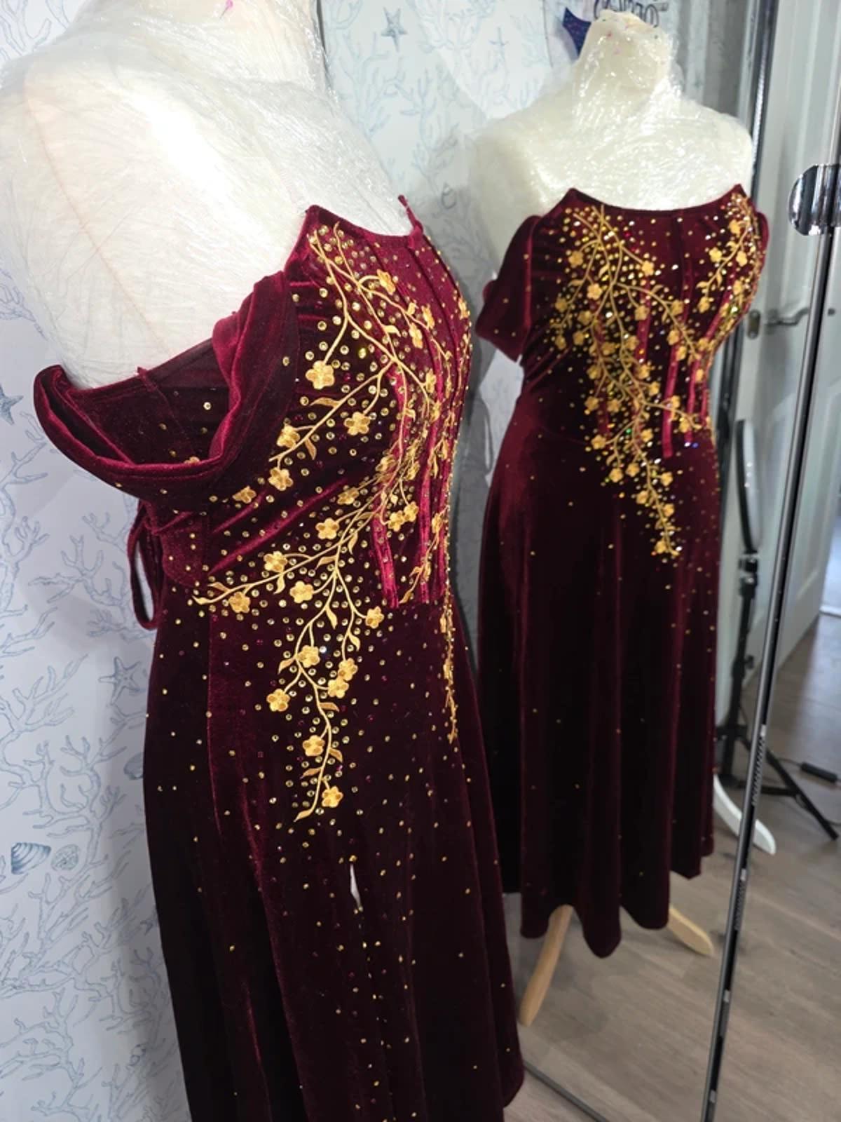 Custom Rhinestoned Velvet Fantasy Dress 12-14