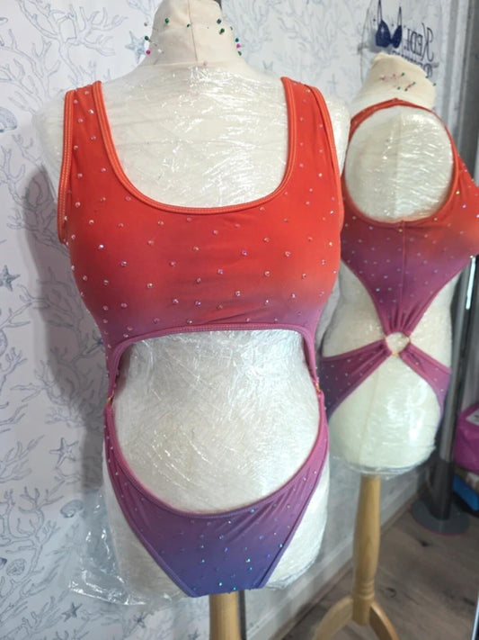 Ombre rhinestoned bodysuit 12-14