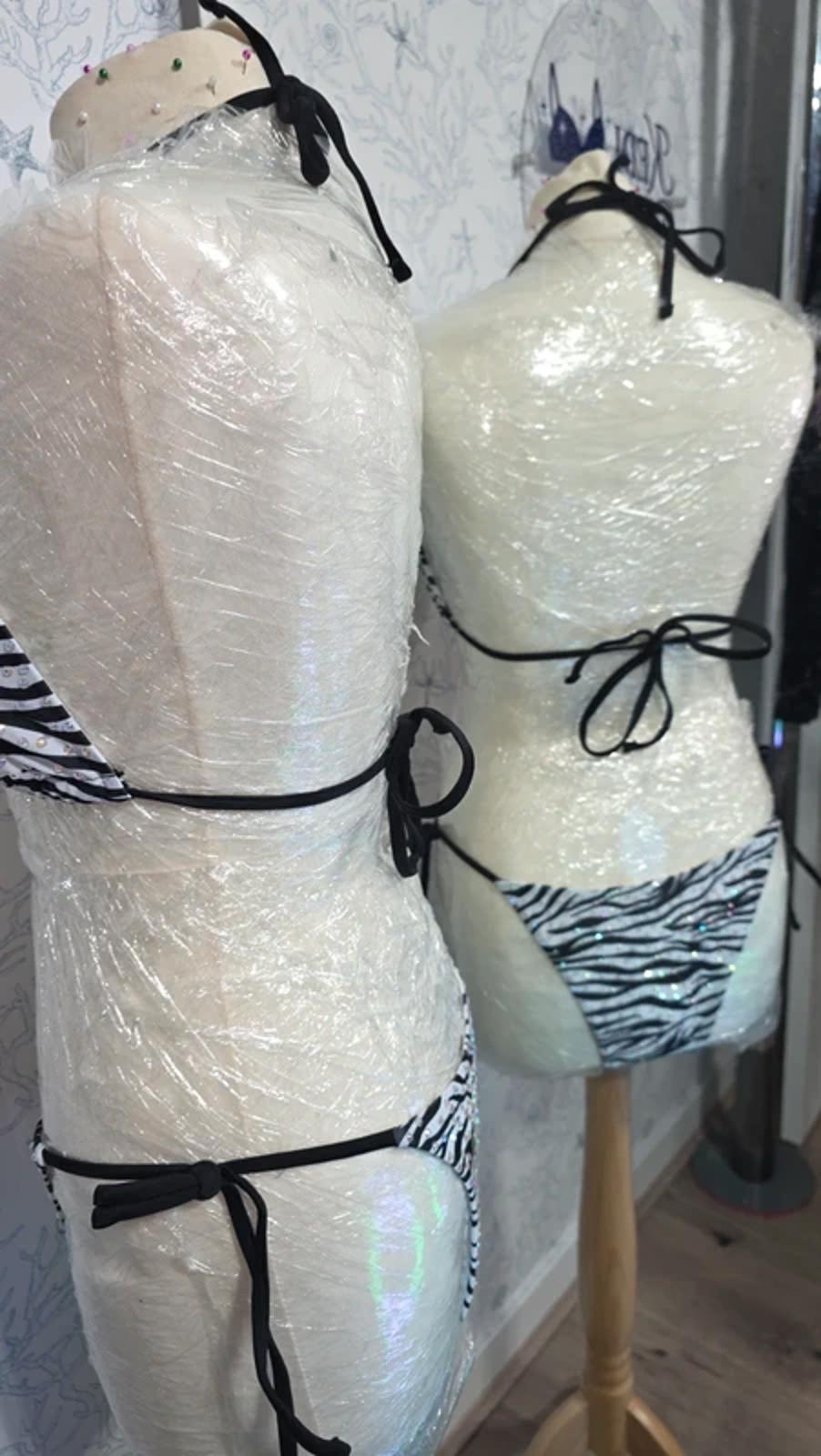 Zebra Print Rhinestoned bikini 12-14