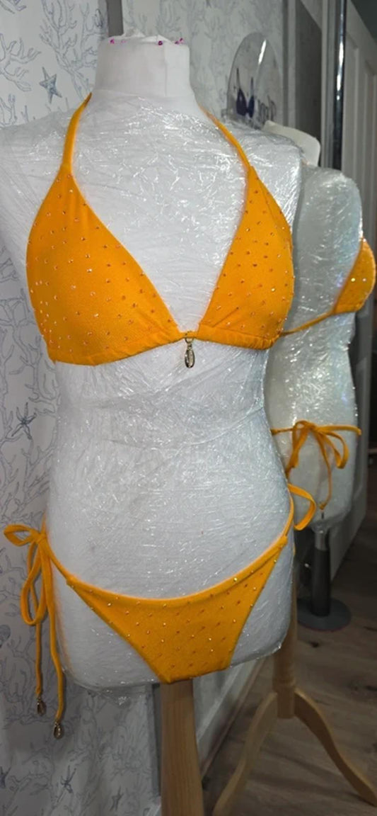 Orange Rhinestoned Bikini size 10-12