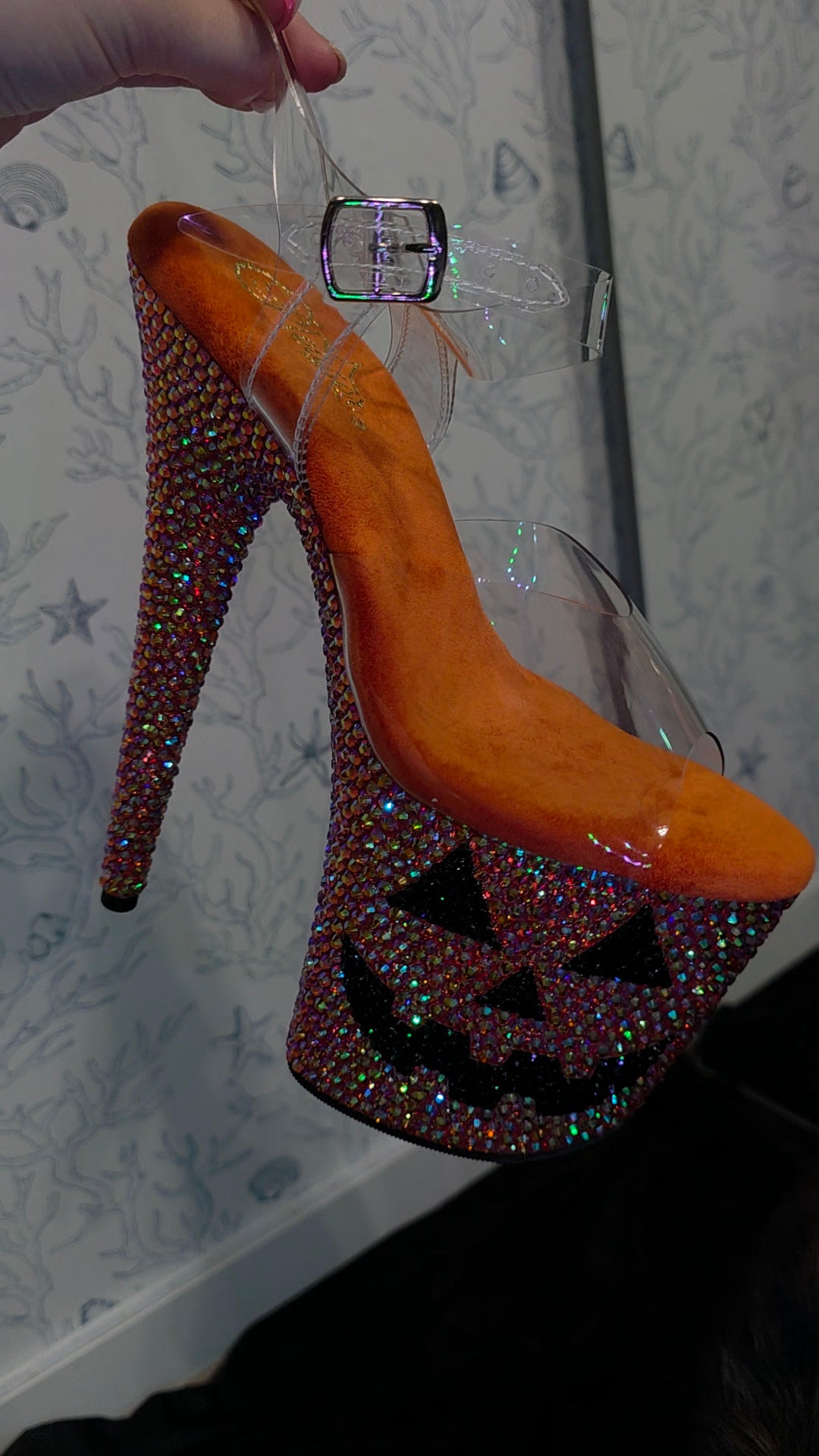 Pumpkin Rhinestone Heels