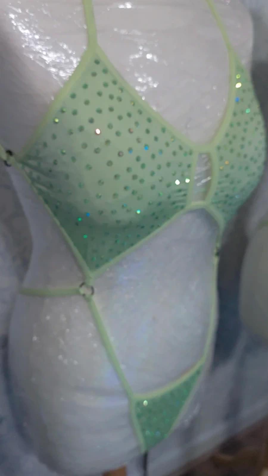 Light Green rhinestoned bodysuit