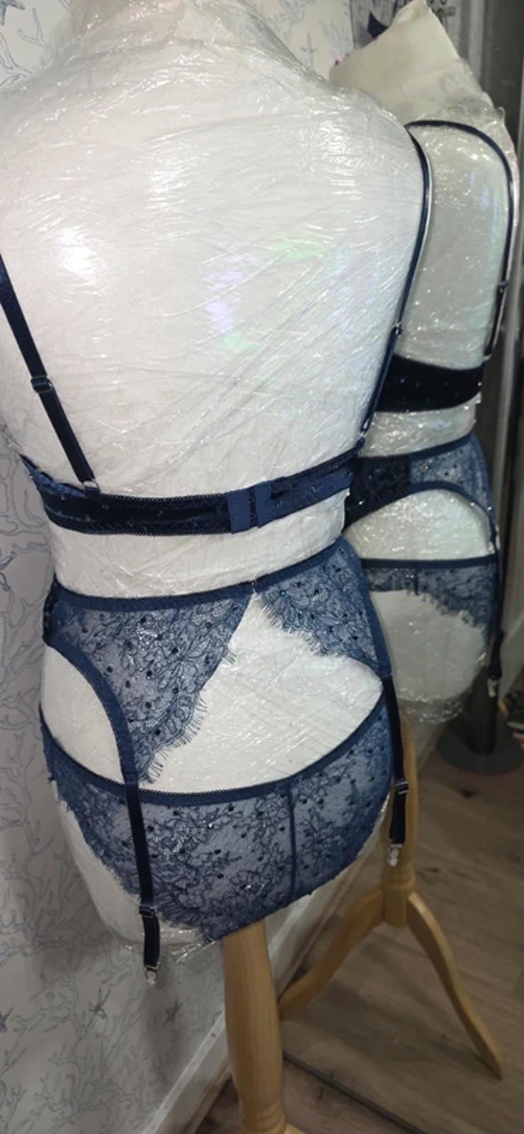 Blue Rhinestoned lingerie set size 8-10
