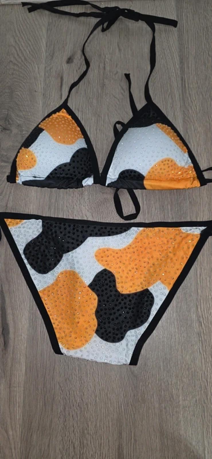 Calico rhinestoned bikini size 12-14