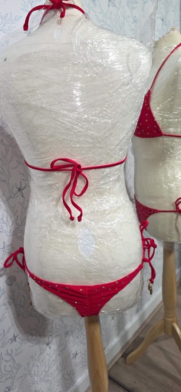 Red rhinestone bikini size 8