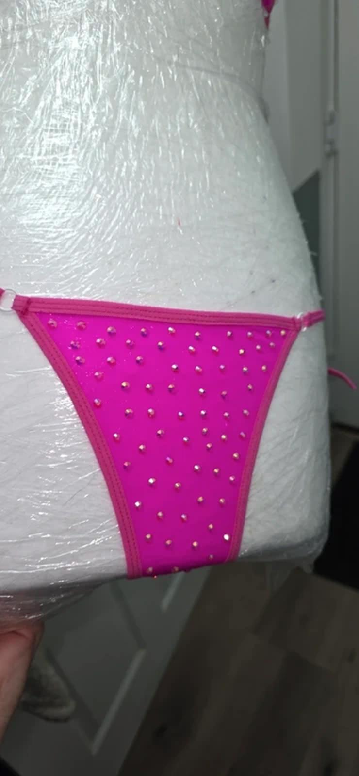Pink Rhinestoned microkini size 8-10