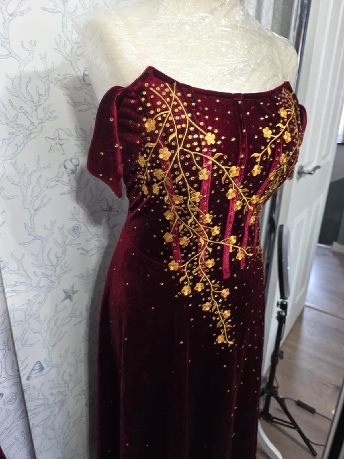 Custom Rhinestoned Velvet Fantasy Dress 12-14