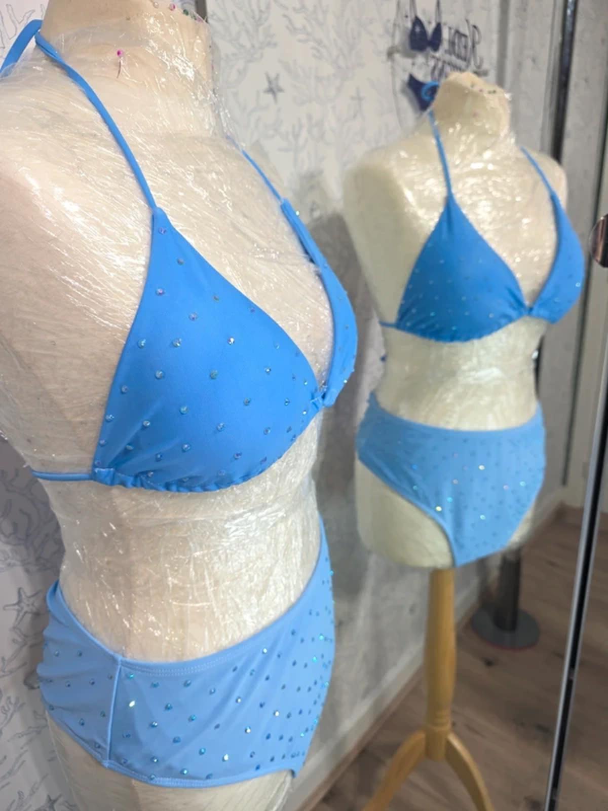 Blue Rhinestoned Bikini 16-18