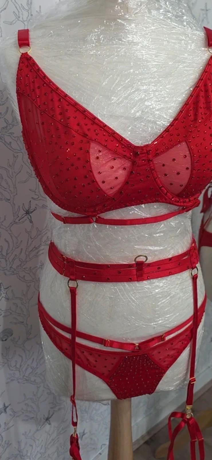 Red rhinestone lingerie set size 20-22