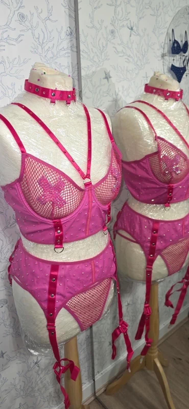 Pink Rhinestoned Lingerie set size 14-16