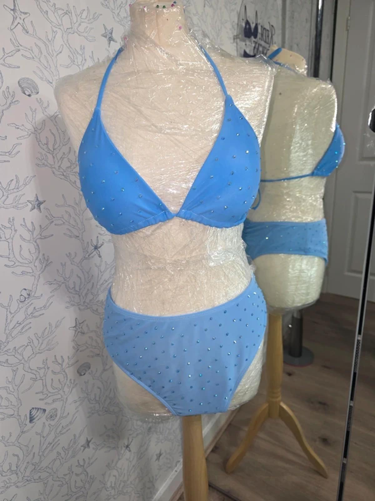 Blue Rhinestoned Bikini 16-18