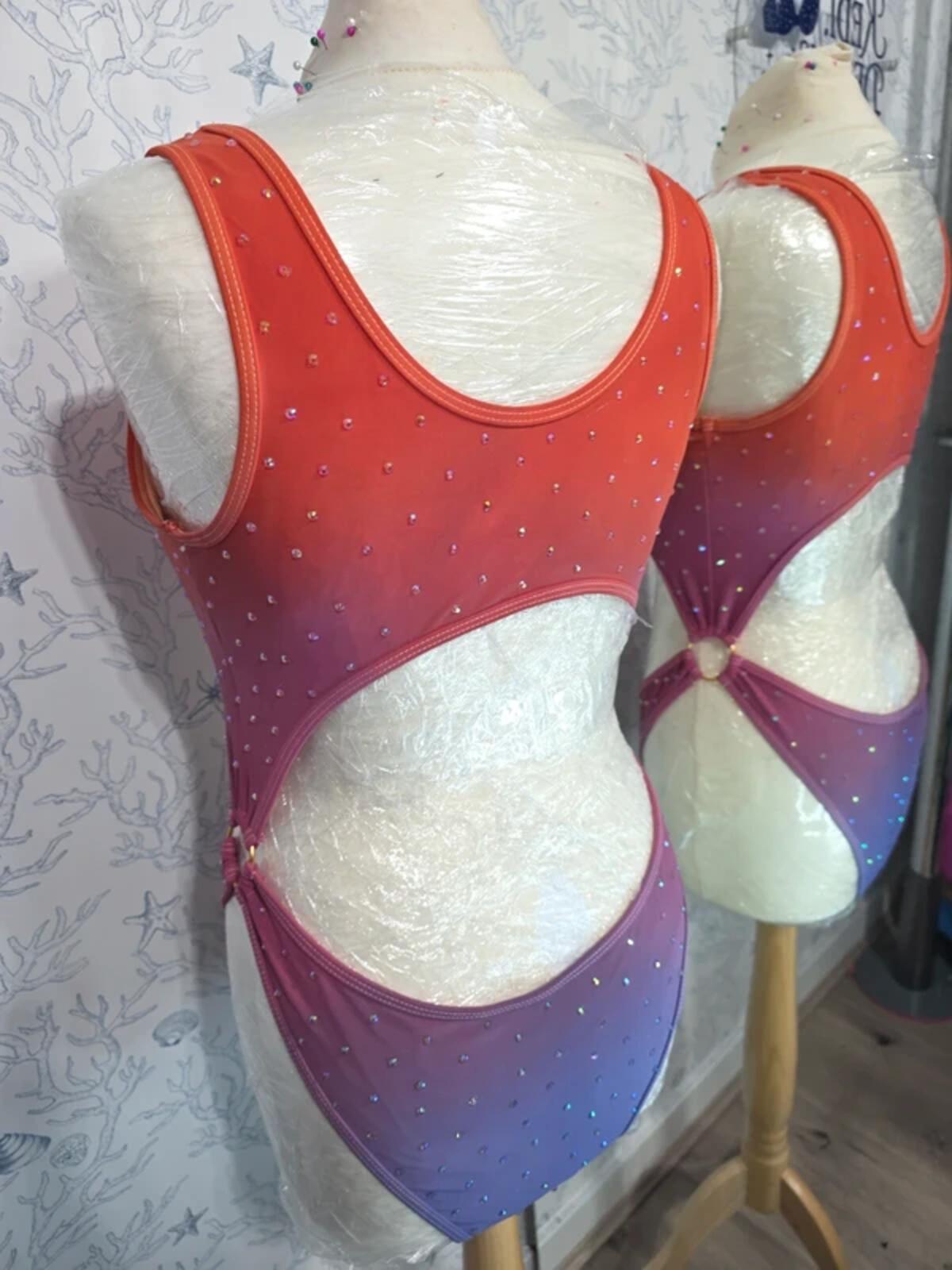 Ombre rhinestoned bodysuit 12-14