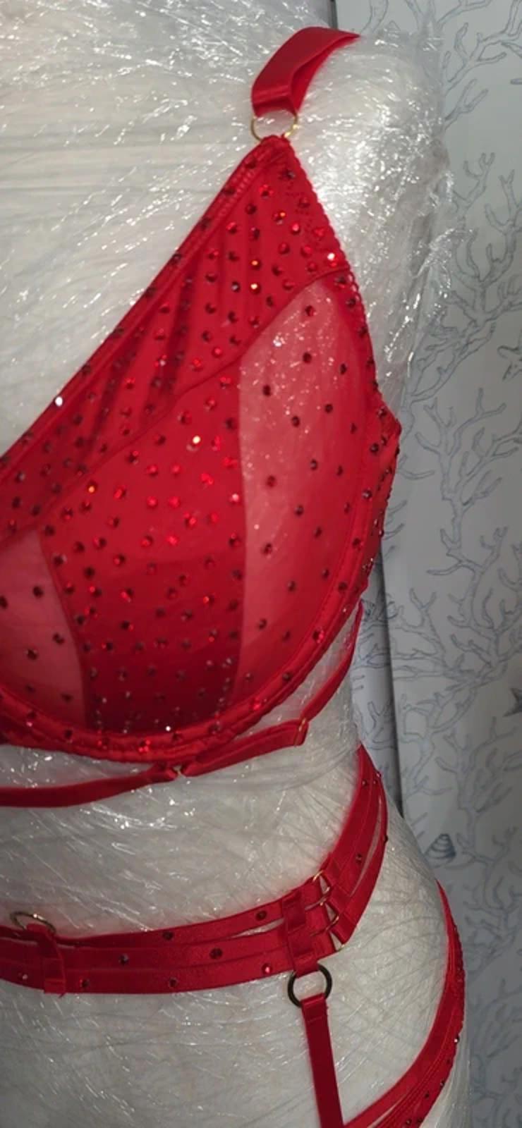 Red rhinestone lingerie set size 20-22