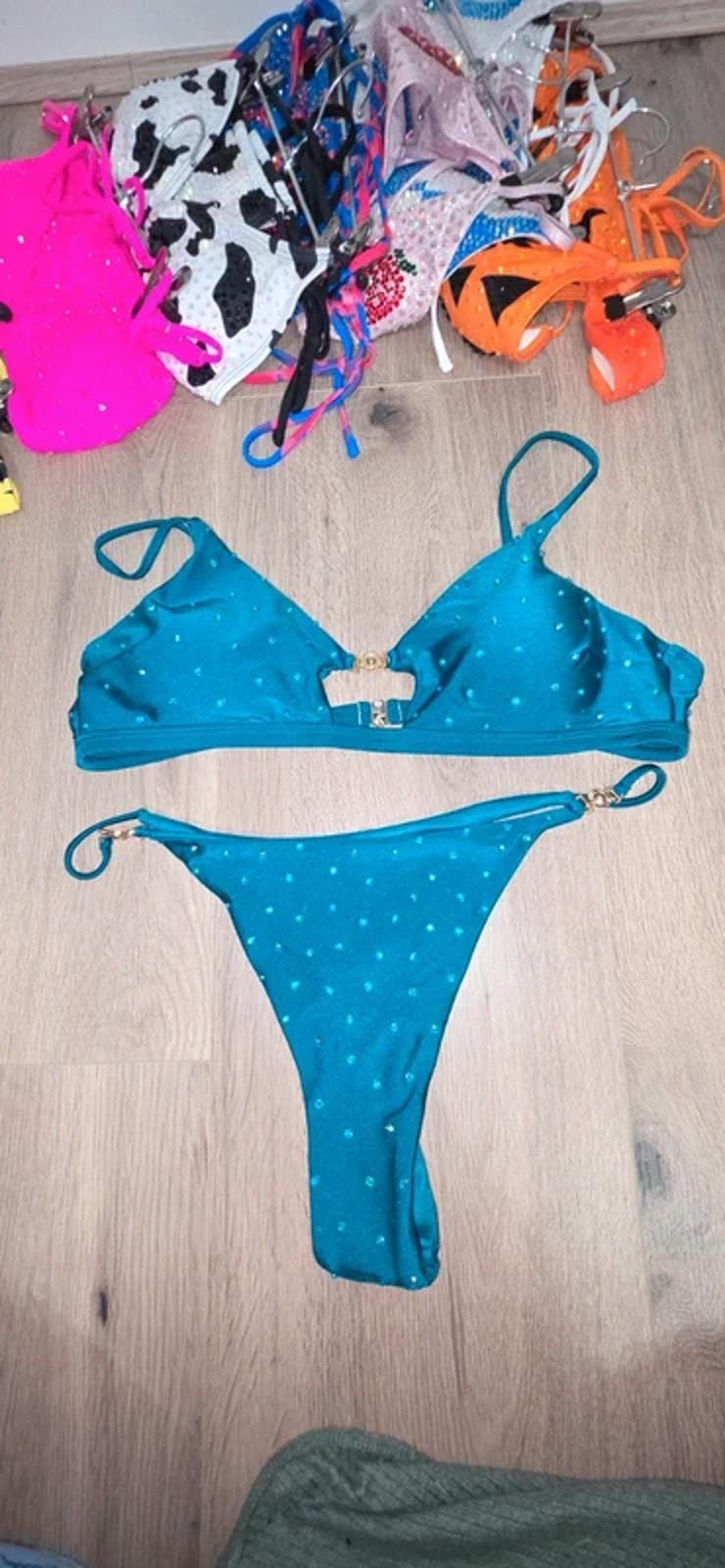 Teal Rhinestone bikini size 14-16