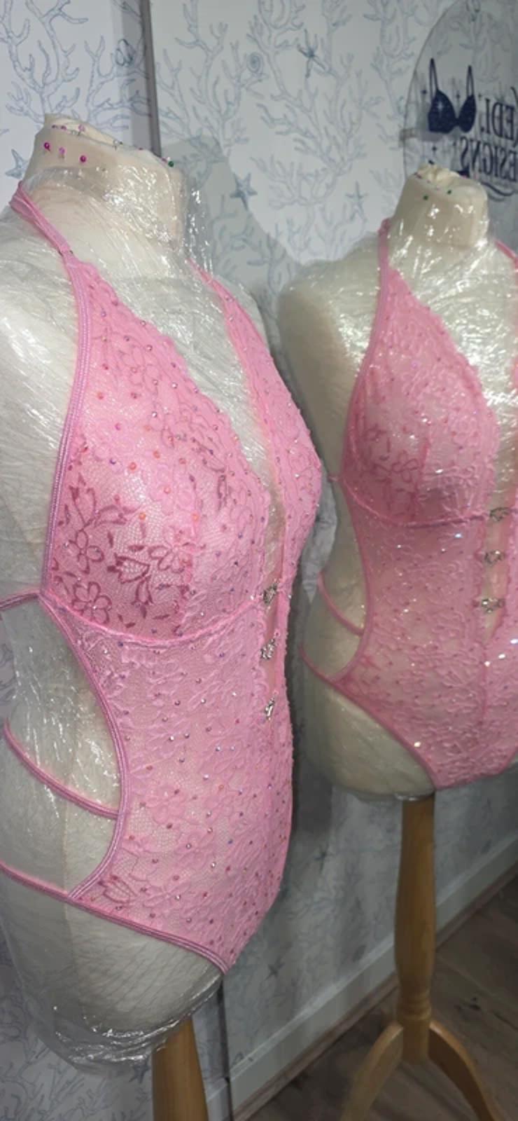 Pink Rhinestoned bodysuit 12-16