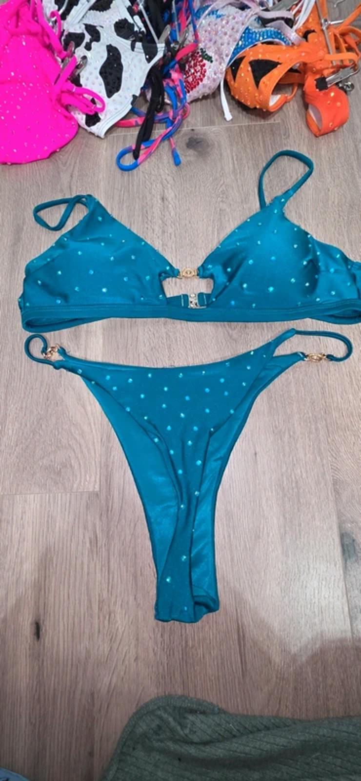 Teal Rhinestone bikini size 14-16