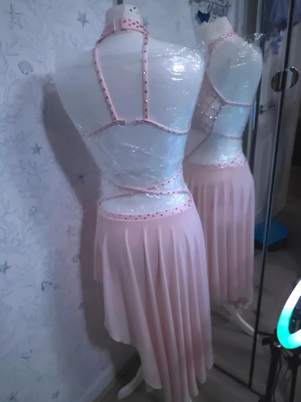 Pink Rhinestoned leotard skirt 8-10