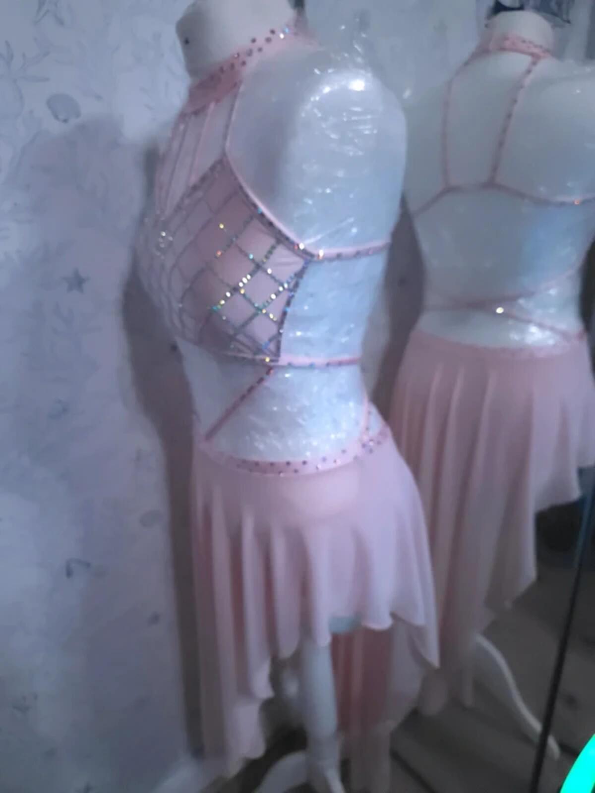 Pink Rhinestoned leotard skirt 8-10