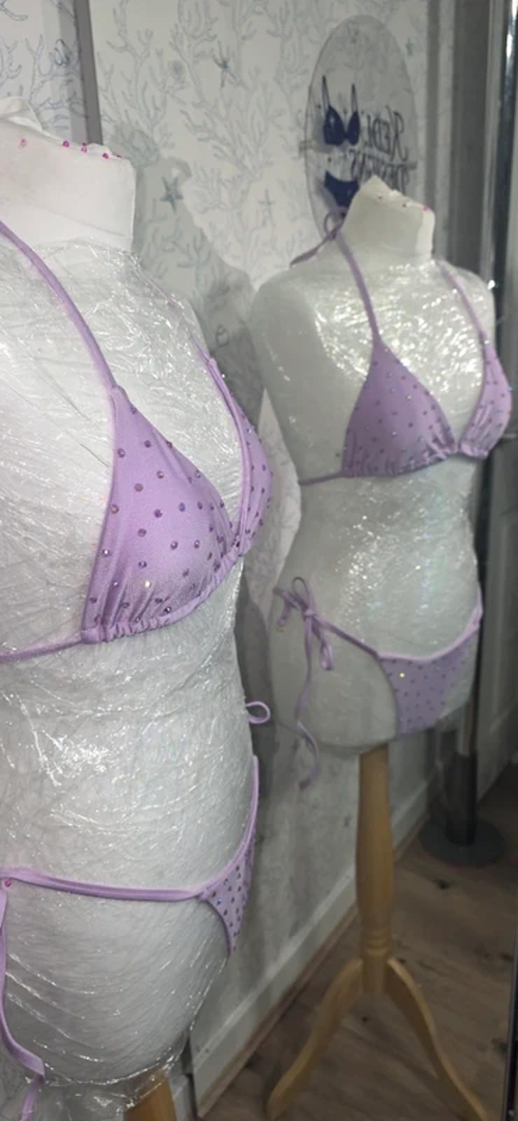 Lilac rhinestoned bikini size 6-8