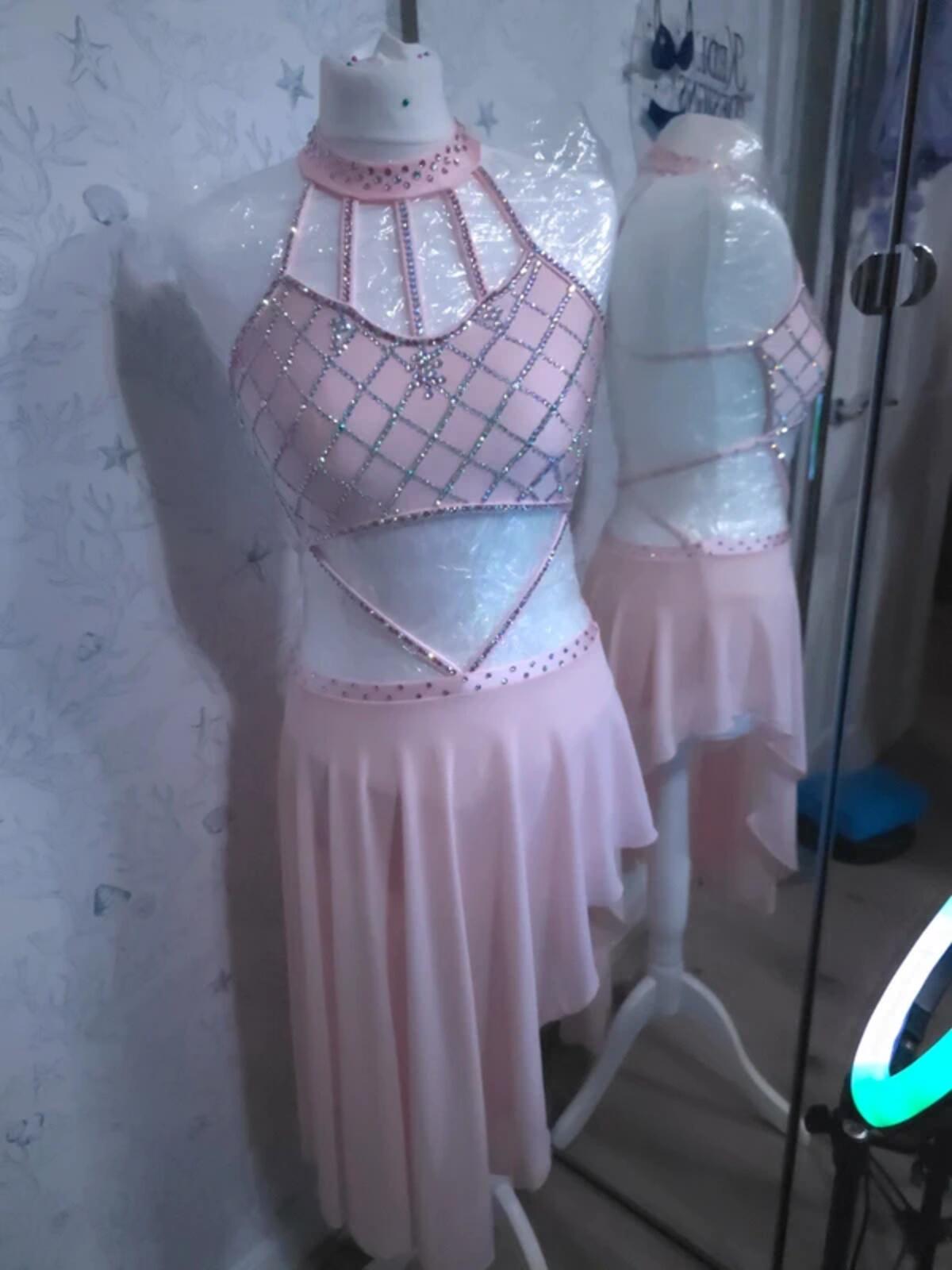 Pink Rhinestoned leotard skirt 8-10