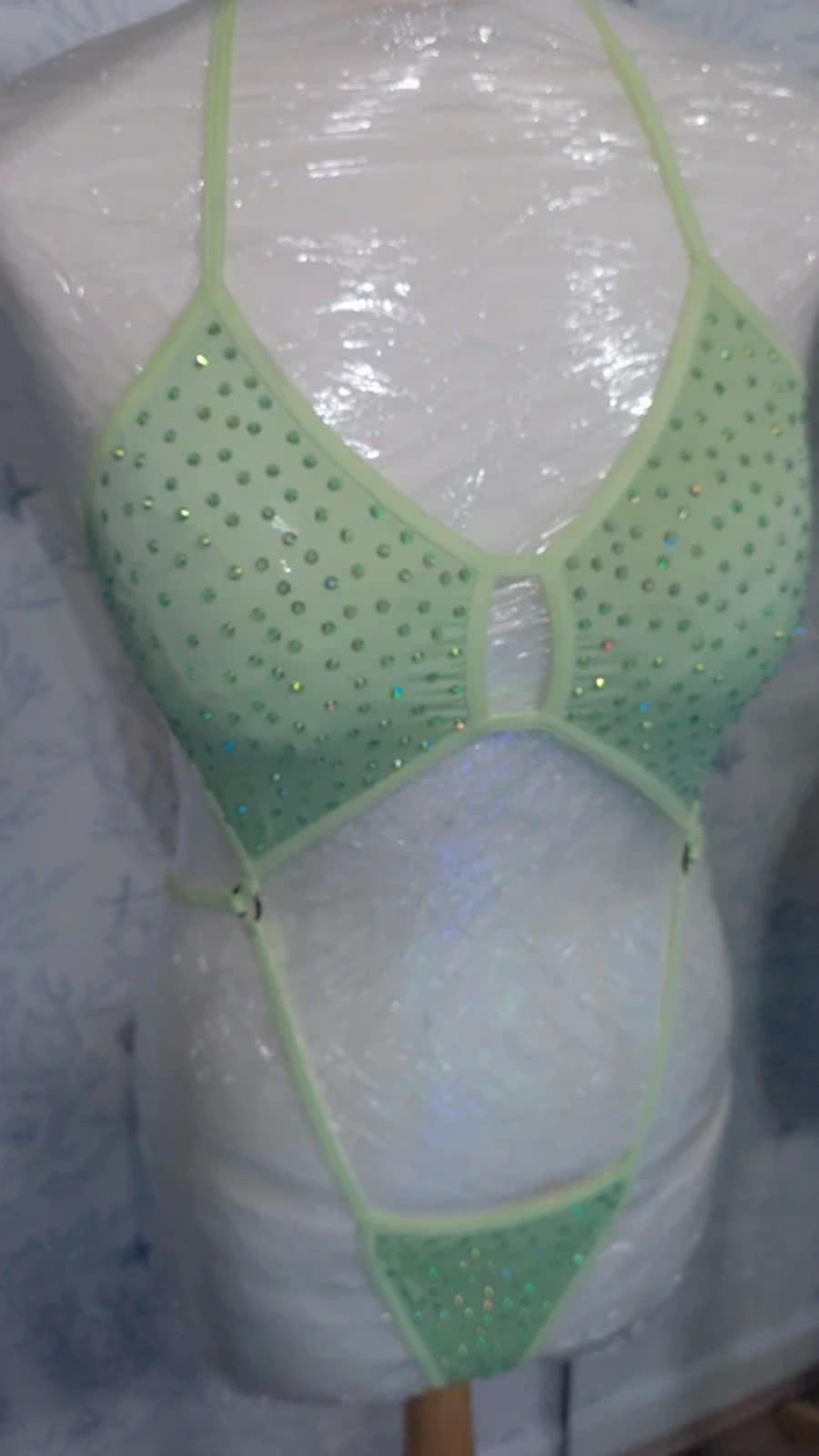 Light Green rhinestoned bodysuit
