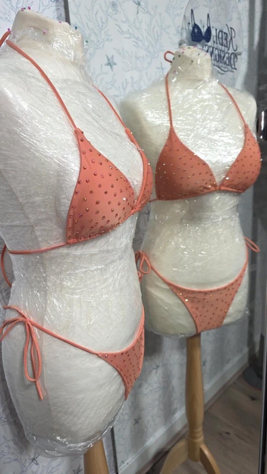 Orange/Coral rhinestoned bikini size 10-12
