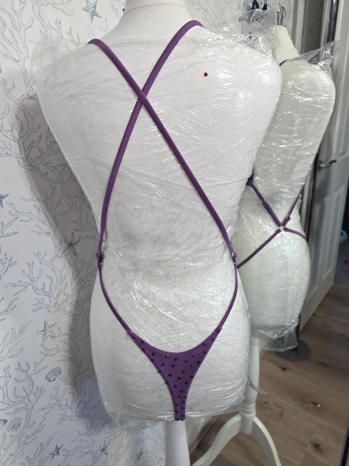 Purple Rhinestoned one piece 8-10