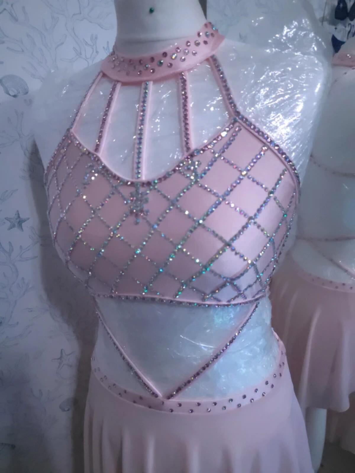 Pink Rhinestoned leotard skirt 8-10