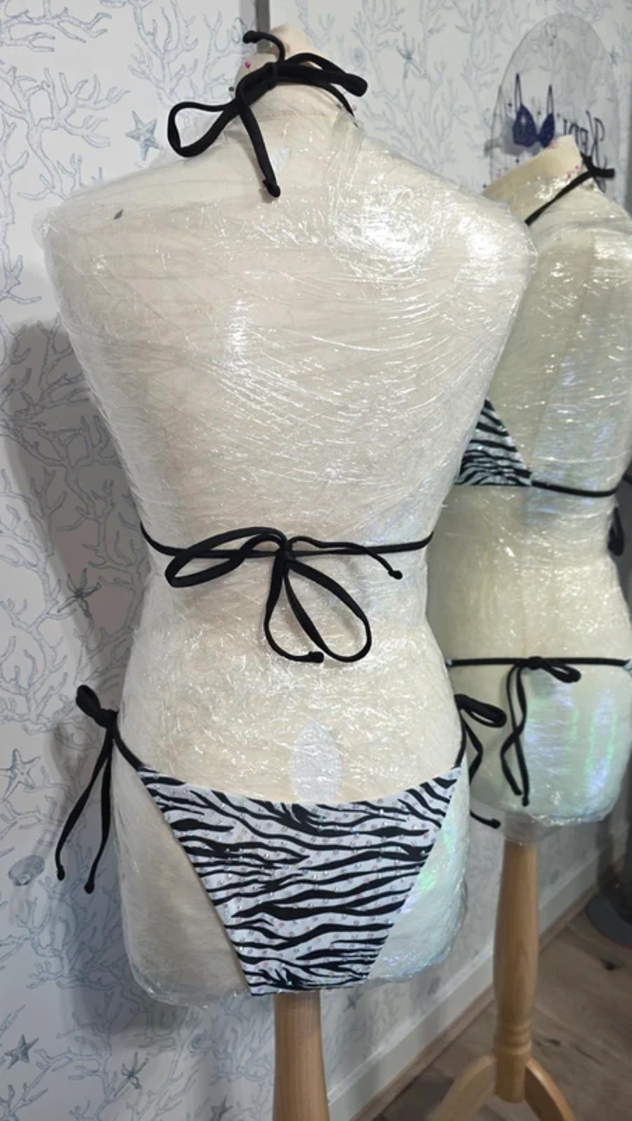 Zebra Print Rhinestoned bikini 12-14