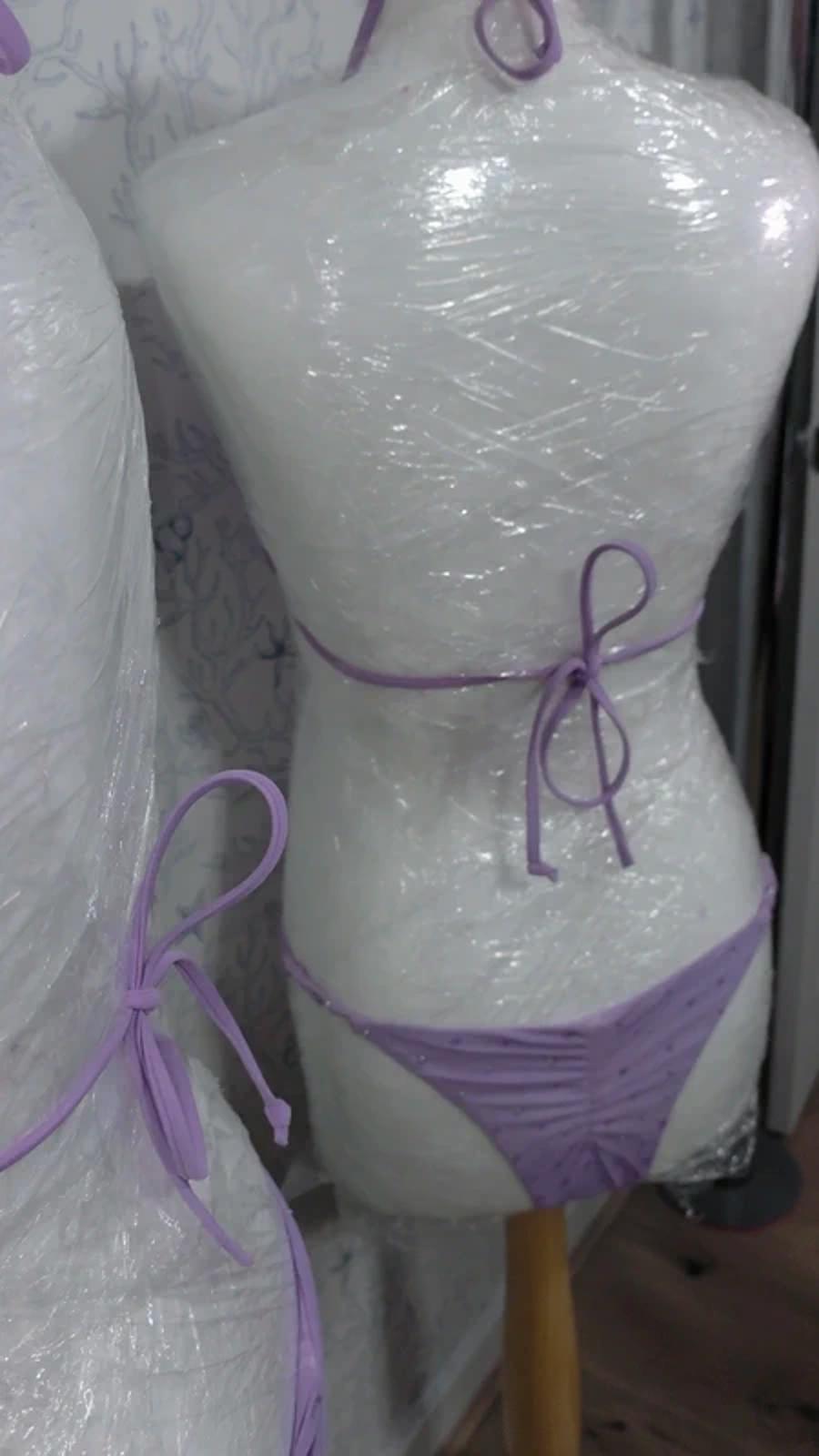 Lilac rhinestoned scrunch bikini 12-14