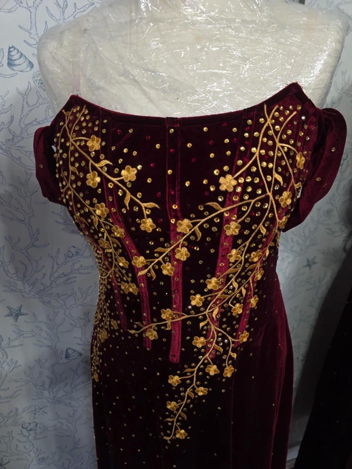 Custom Rhinestoned Velvet Fantasy Dress 12-14