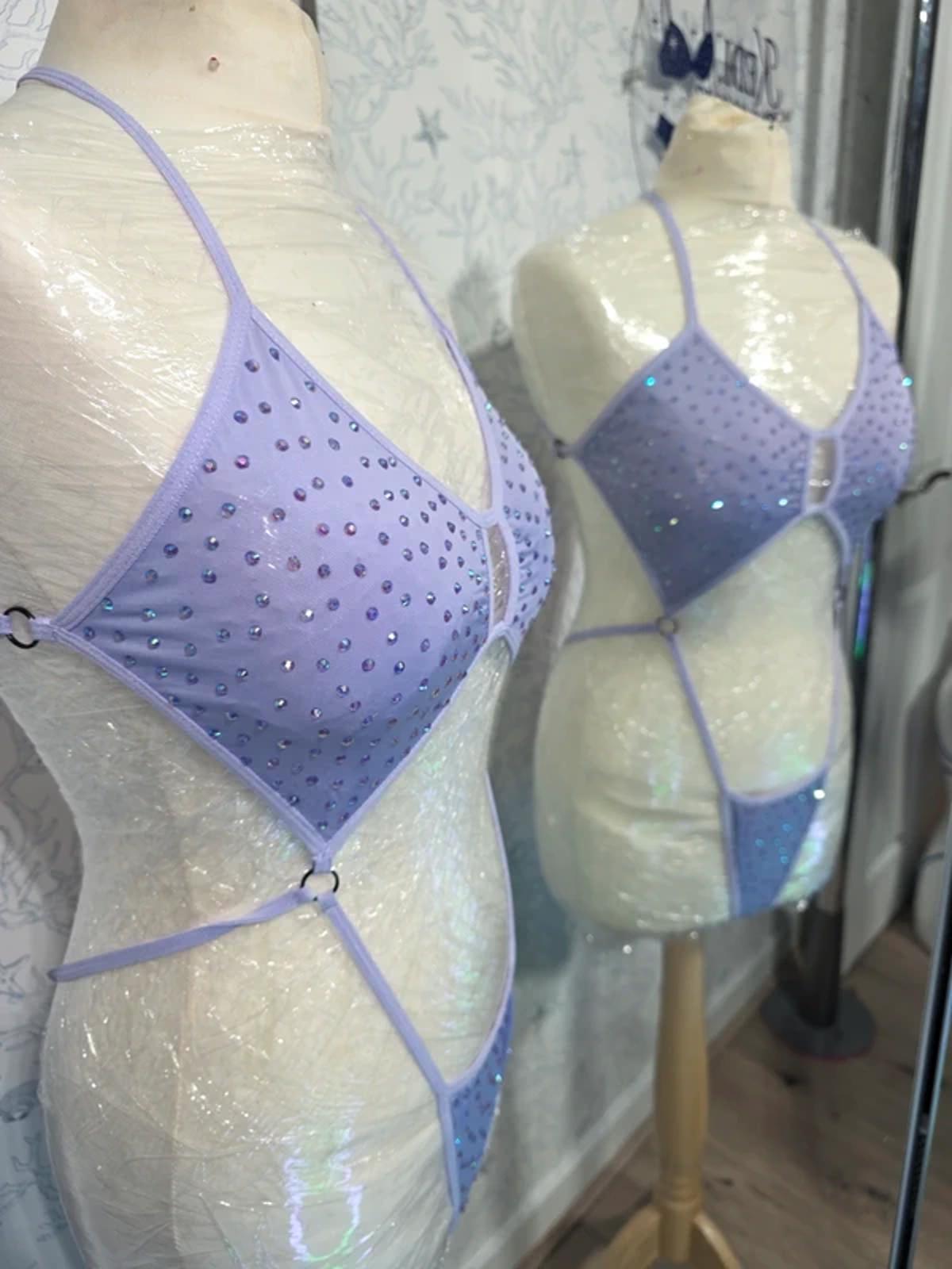 Lilac rhinestoned bodysuit