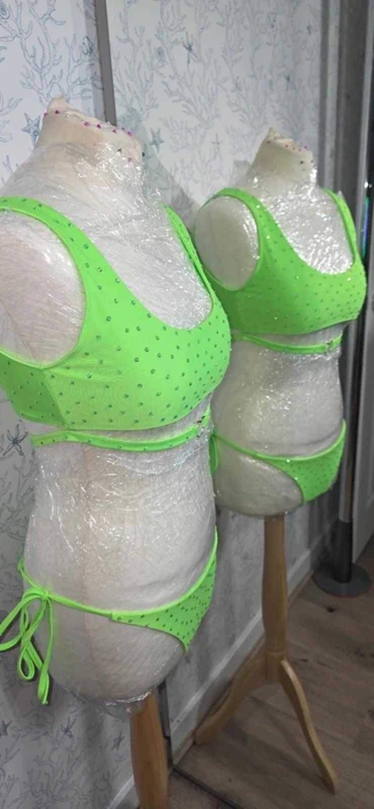 Green rhinestone Bikini 12-14